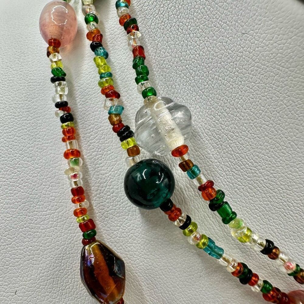 Colorful glass beaded long necklace - Picture 9 of 11